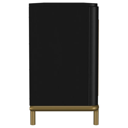 Arini Rattan Cane 2-door TV Stand Media Console Black - 720263