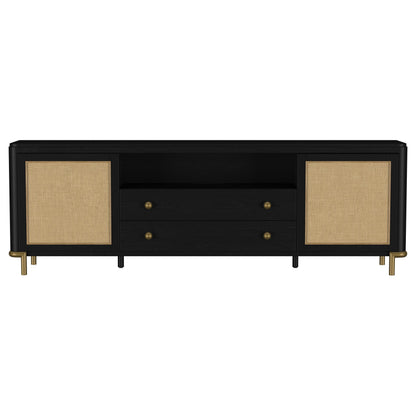 Arini Rattan Cane 2-door TV Stand Media Console Black - 720263