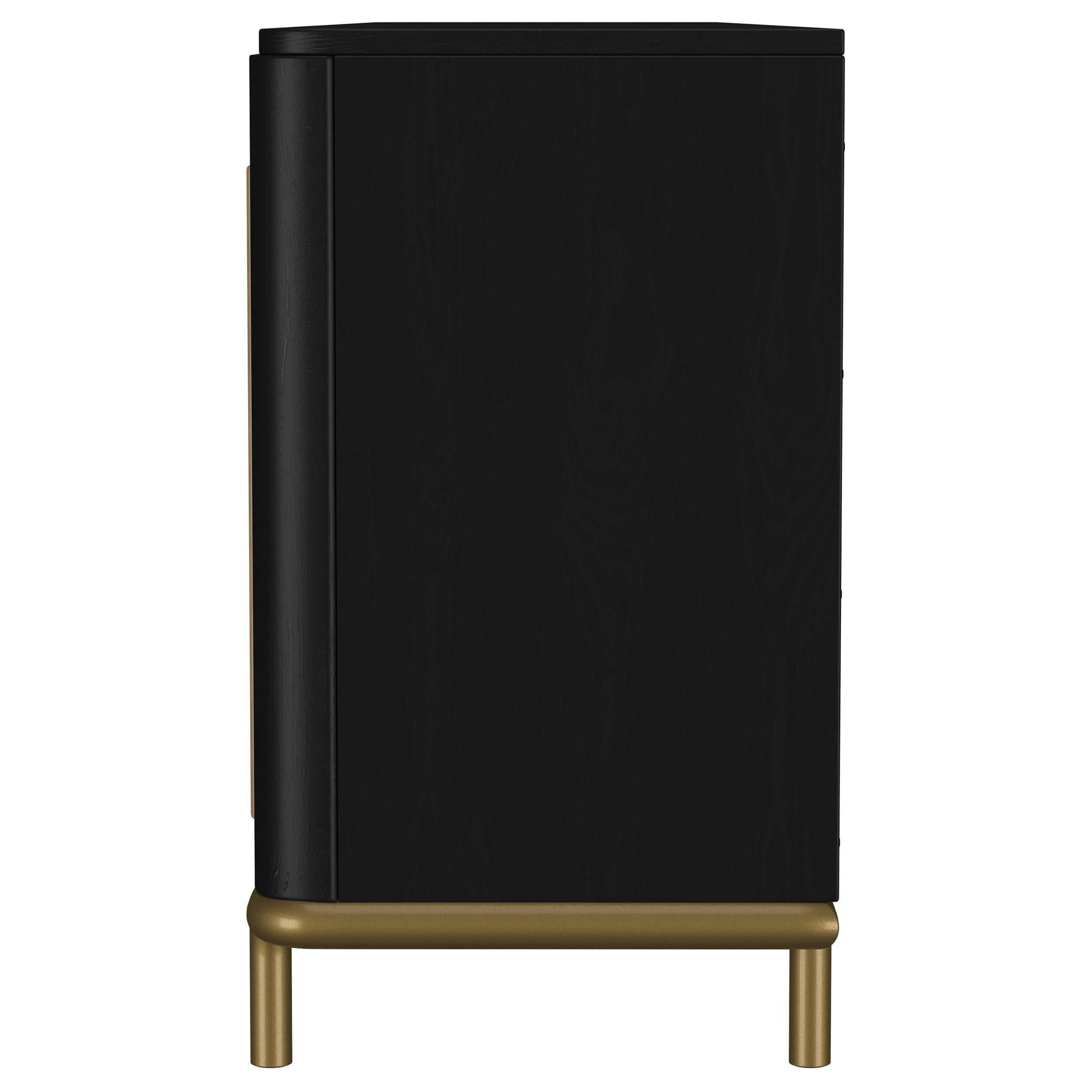 Arini Rattan Cane 2-door TV Stand Media Console Black - 720263