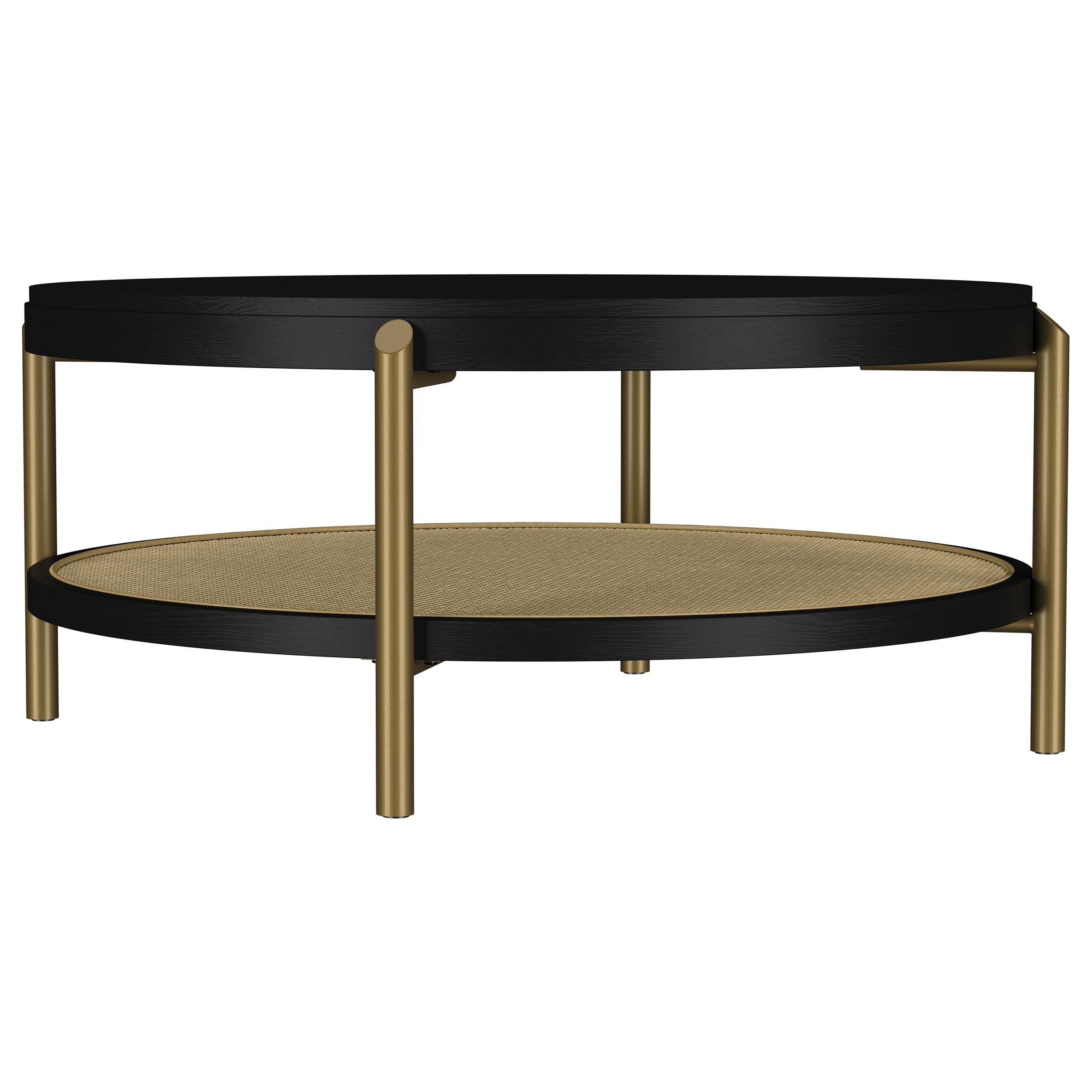 Arini Round Coffee Table With Storage Shelf Black - 706198