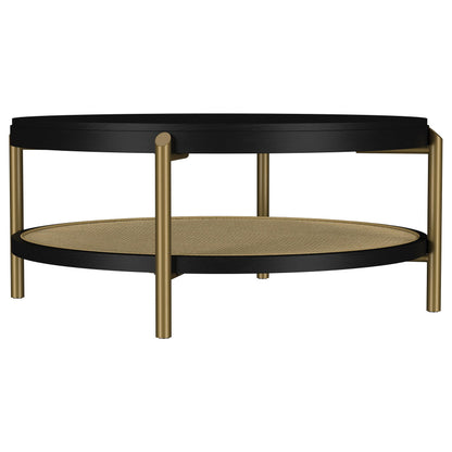 Arini Round Coffee Table With Storage Shelf Black - 706198
