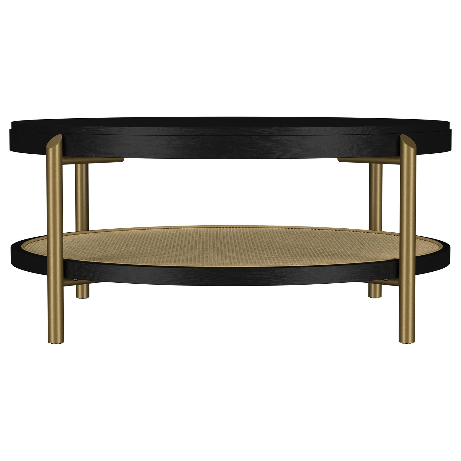 Arini Round Coffee Table With Storage Shelf Black - 706198