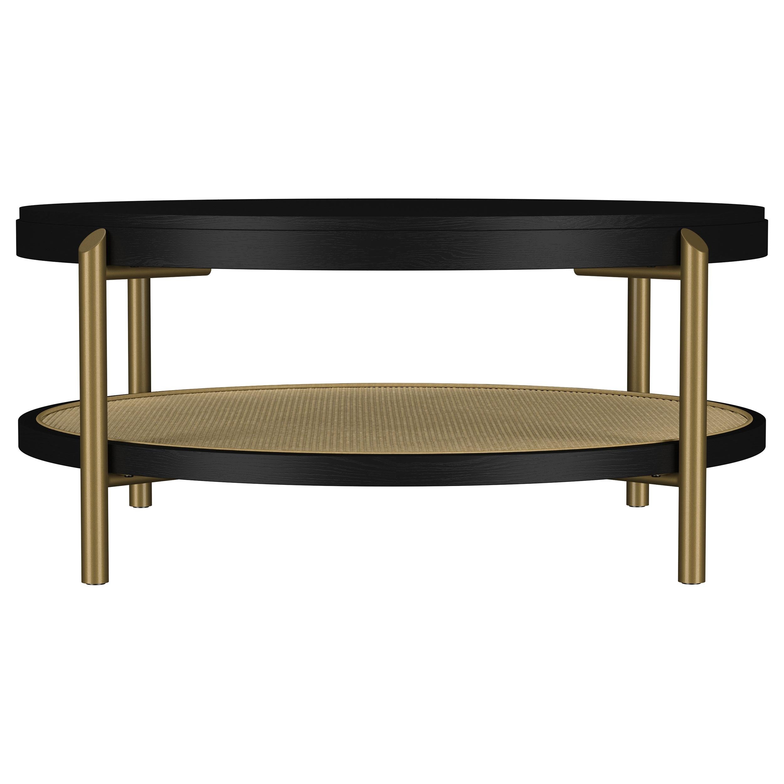 Arini Round Coffee Table With Storage Shelf Black - 706198