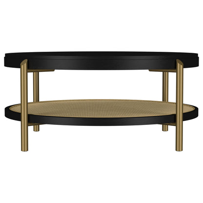 Arini Round Coffee Table With Storage Shelf Black - 706198