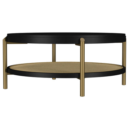 Arini Round Coffee Table With Storage Shelf Black - 706198