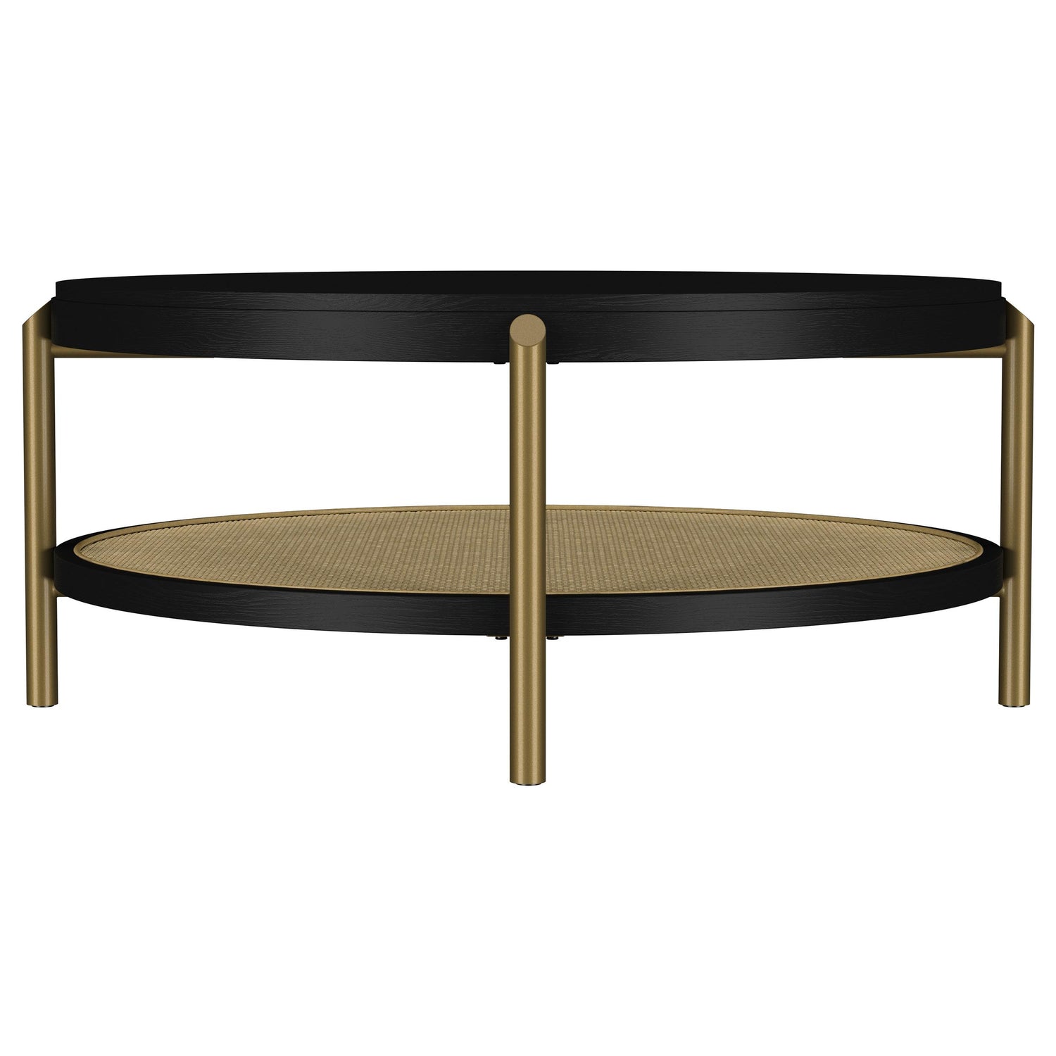 Arini Round Coffee Table With Storage Shelf Black - 706198