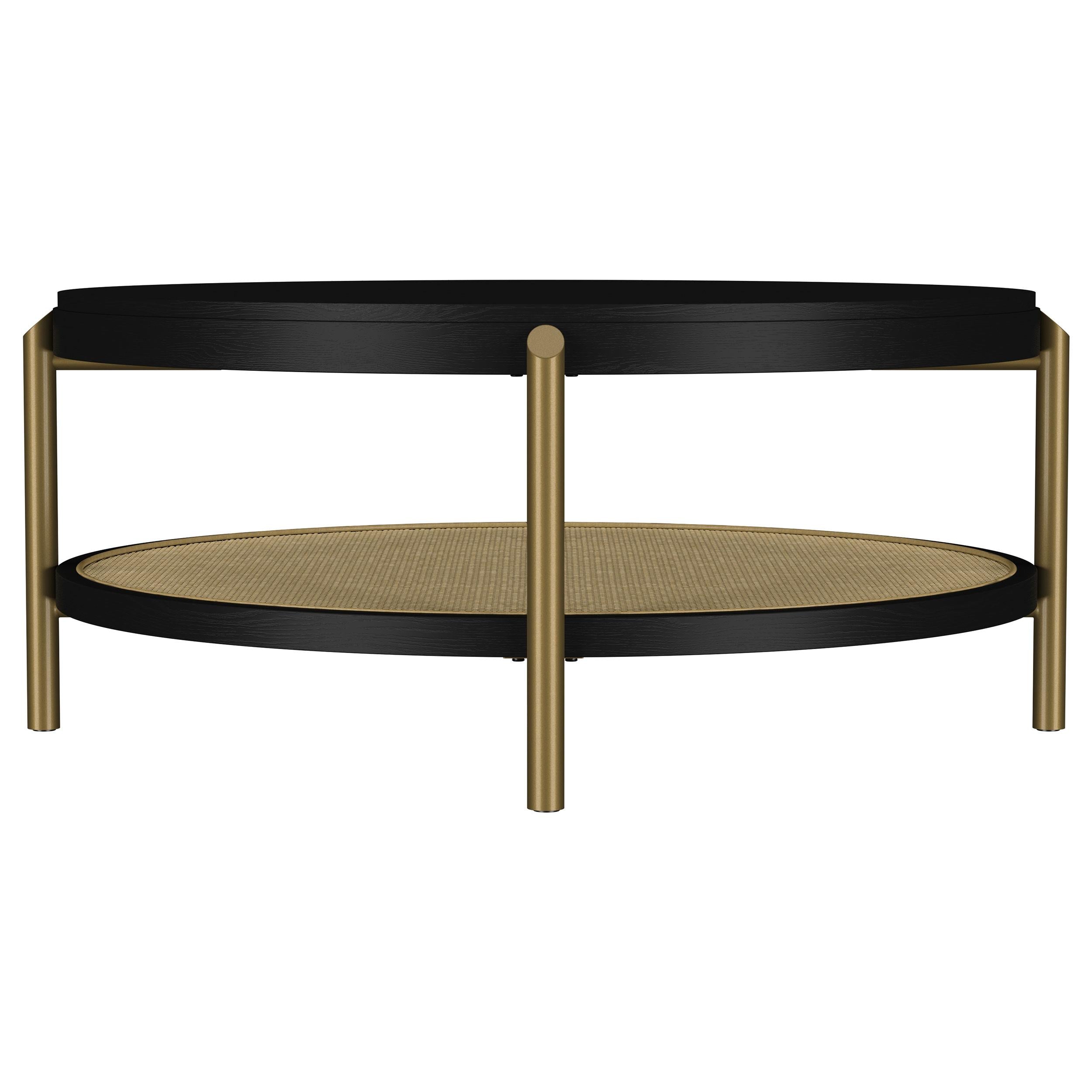 Arini Round Coffee Table With Storage Shelf Black - 706198