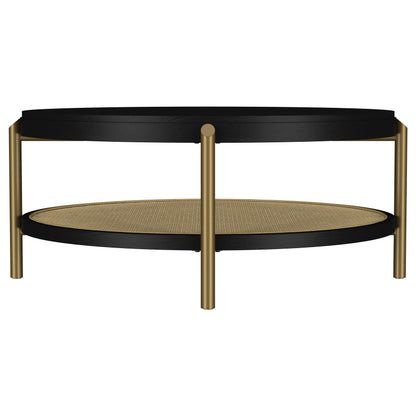 Arini Round Coffee Table With Storage Shelf Black - 706198