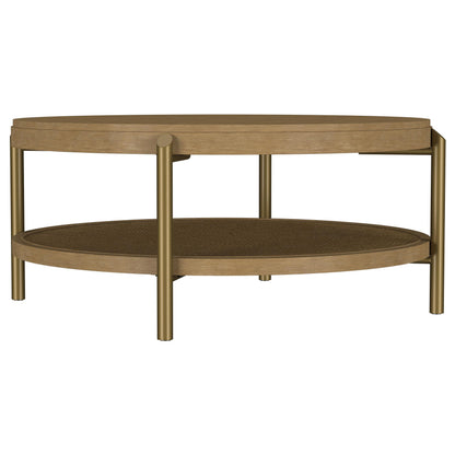 Arini Round Coffee Table With Storage Shelf Sand Wash - 706188