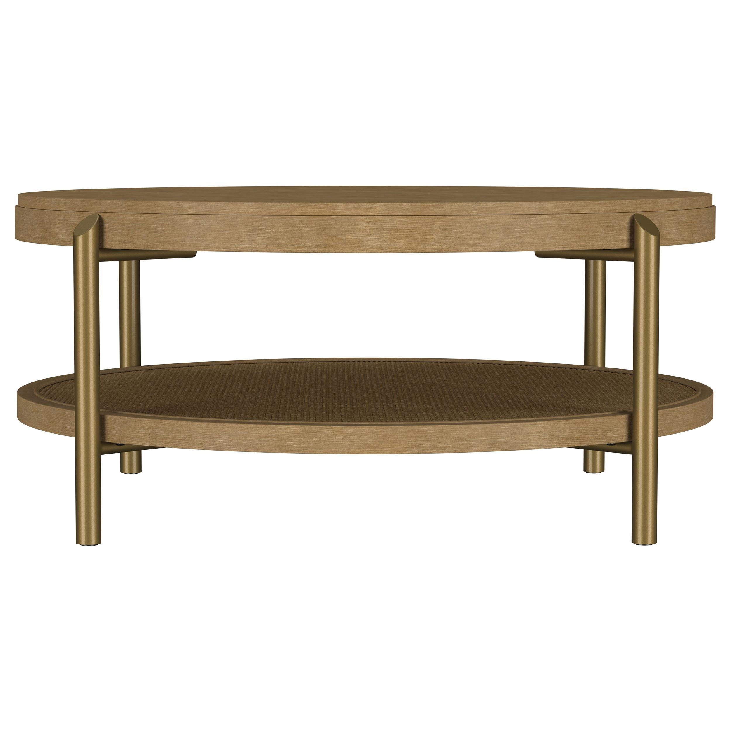 Arini Round Coffee Table With Storage Shelf Sand Wash - 706188