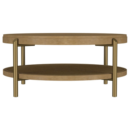 Arini Round Coffee Table With Storage Shelf Sand Wash - 706188