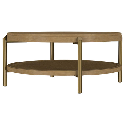 Arini Round Coffee Table With Storage Shelf Sand Wash - 706188