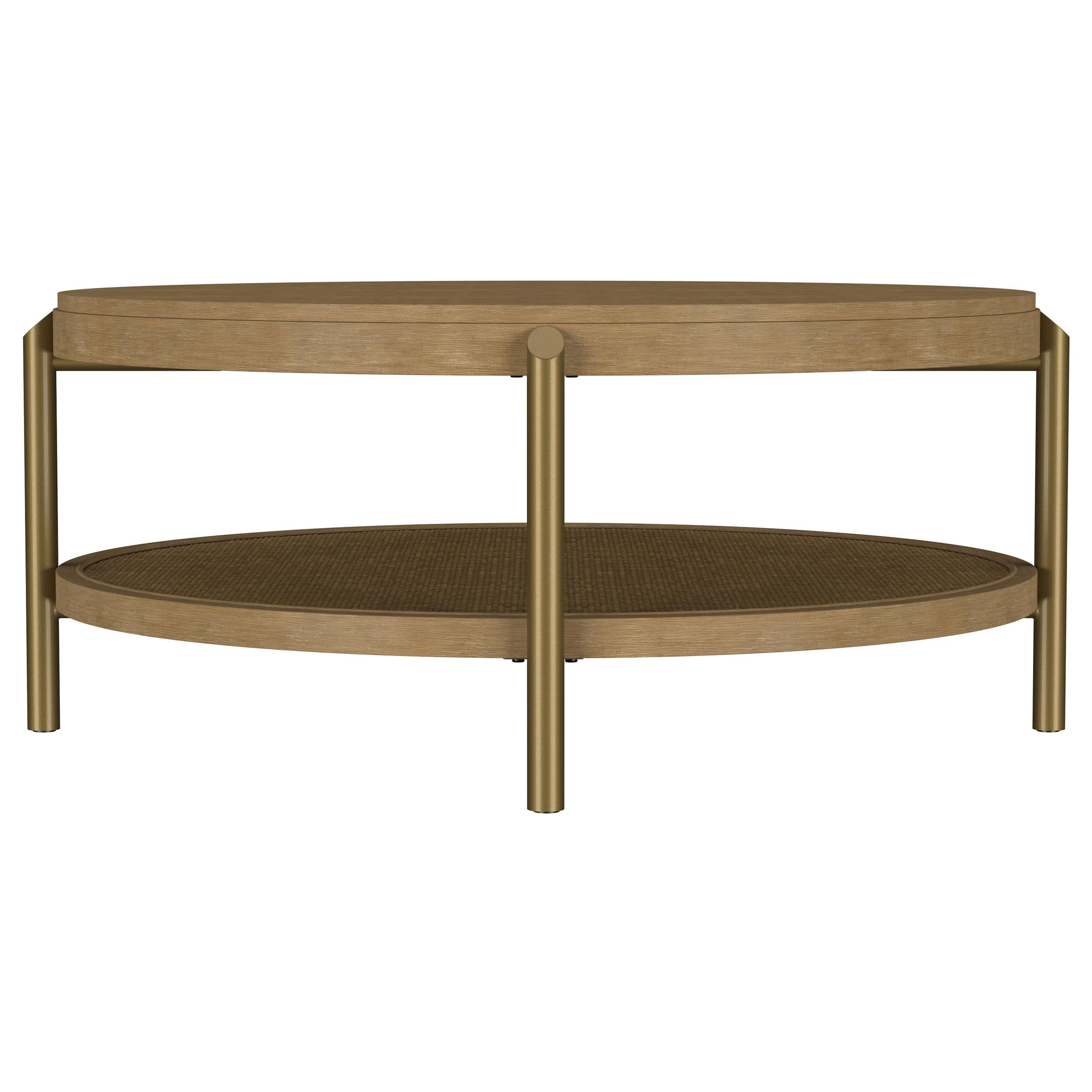 Arini Round Coffee Table With Storage Shelf Sand Wash - 706188