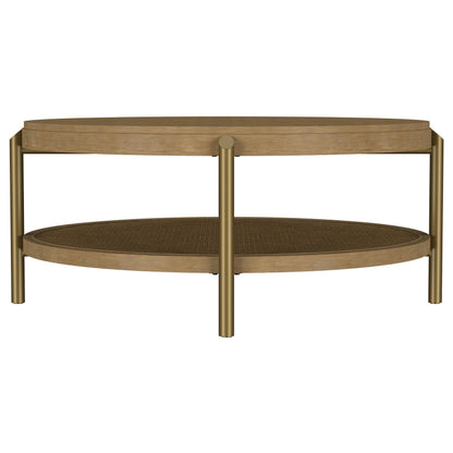 Arini Round Coffee Table With Storage Shelf Sand Wash - 706188