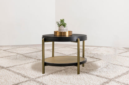 Arini Round End Side Table With Storage Shelf Black - 706197