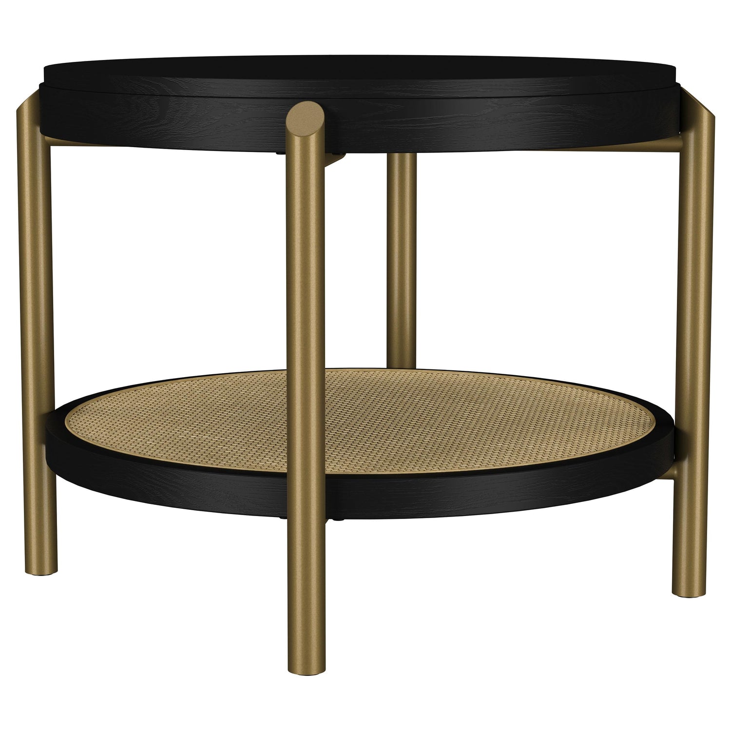 Arini Round End Side Table With Storage Shelf Black - 706197