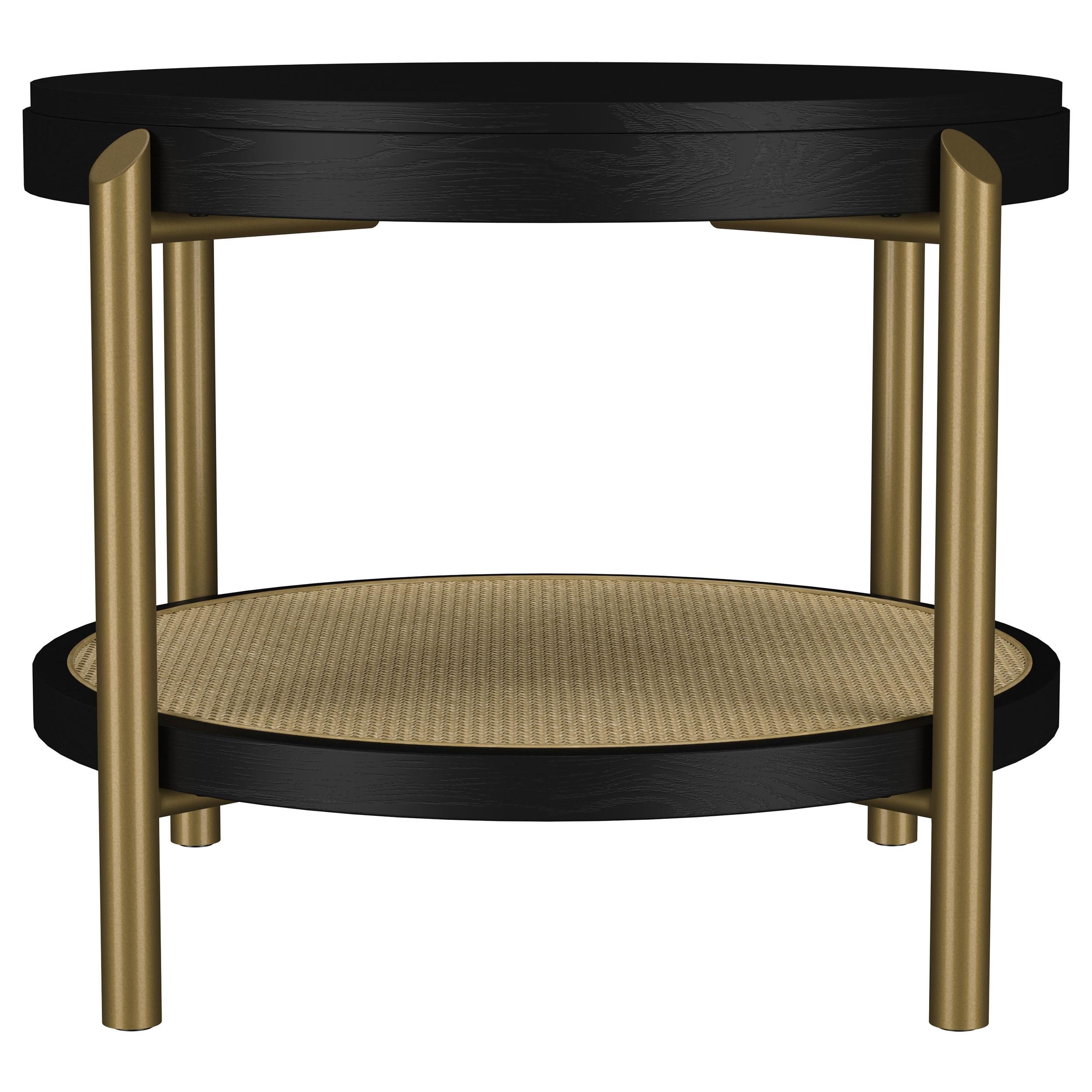 Arini Round End Side Table With Storage Shelf Black - 706197