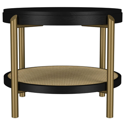 Arini Round End Side Table With Storage Shelf Black - 706197