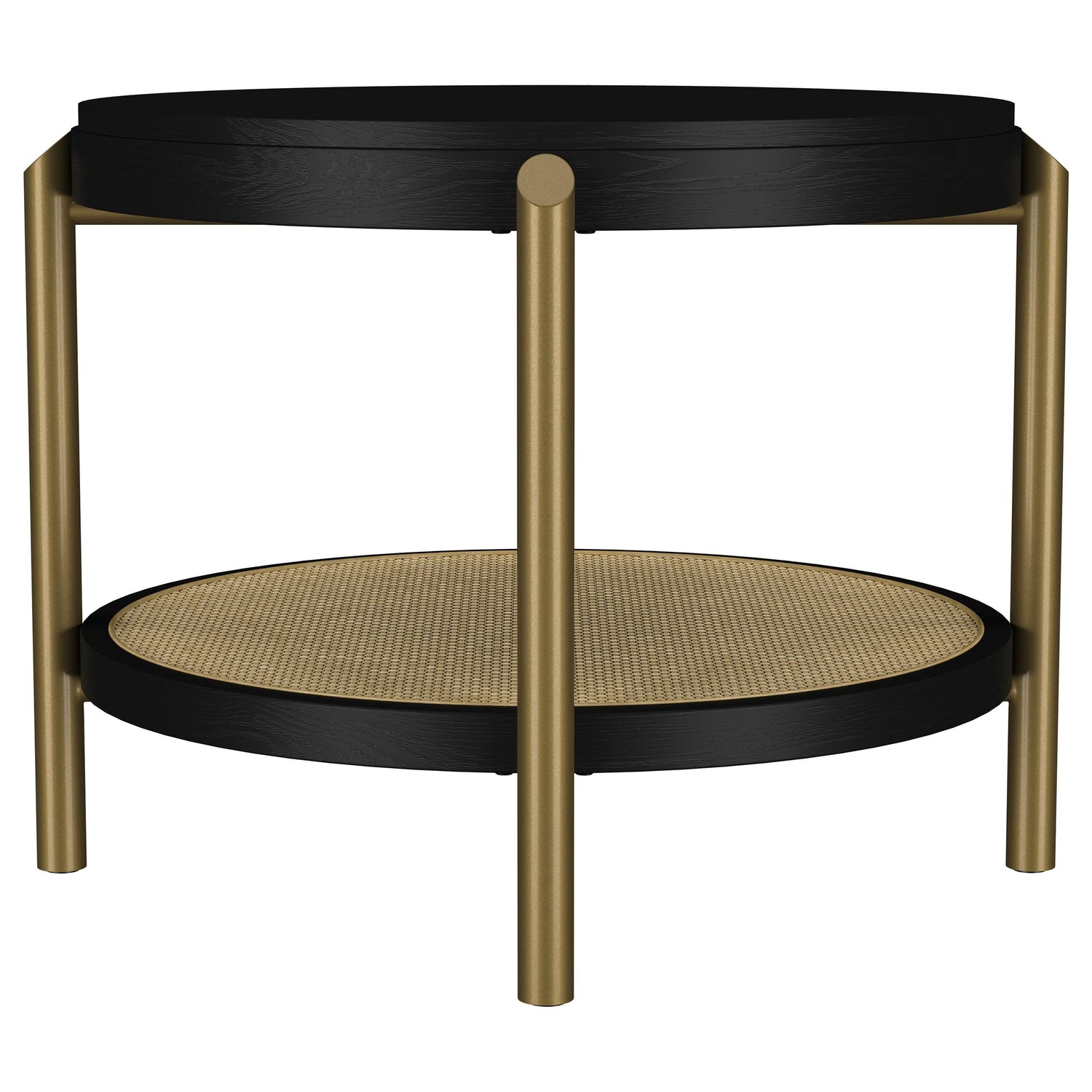 Arini Round End Side Table With Storage Shelf Black - 706197