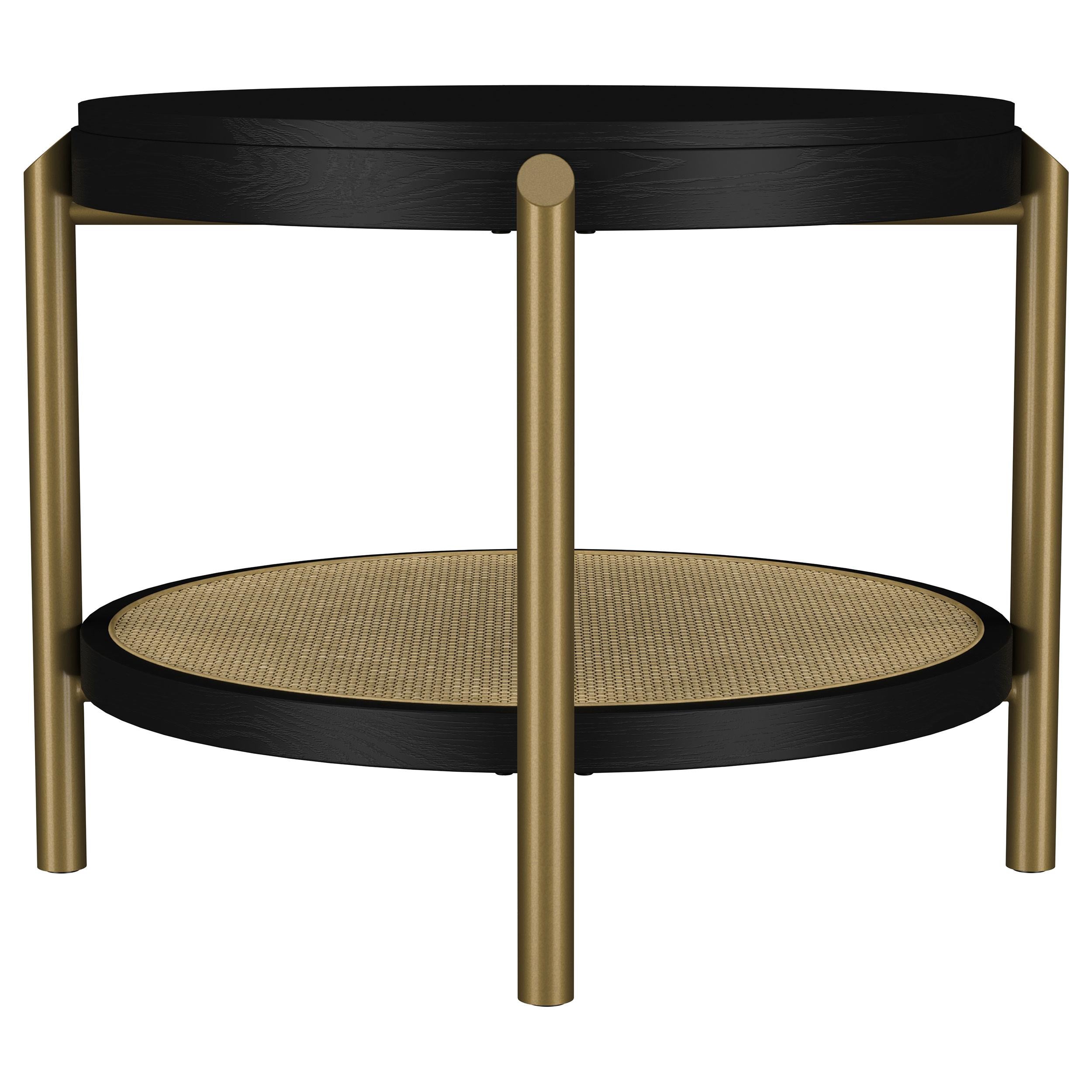 Arini Round End Side Table With Storage Shelf Black - 706197