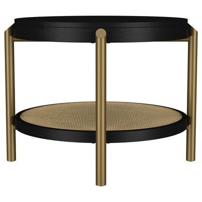 Arini Round End Side Table With Storage Shelf Black - 706197