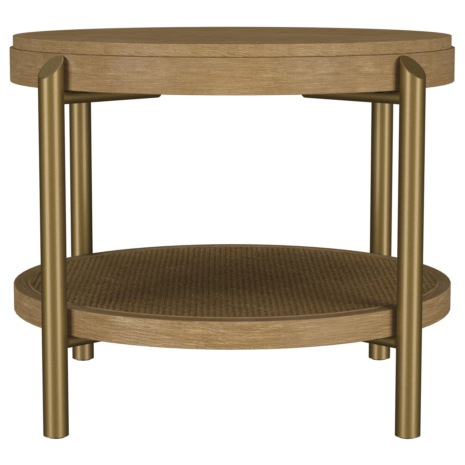 Arini Round End Side Table With Storage Shelf Sand Wash - 706187