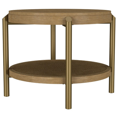 Arini Round End Side Table With Storage Shelf Sand Wash - 706187