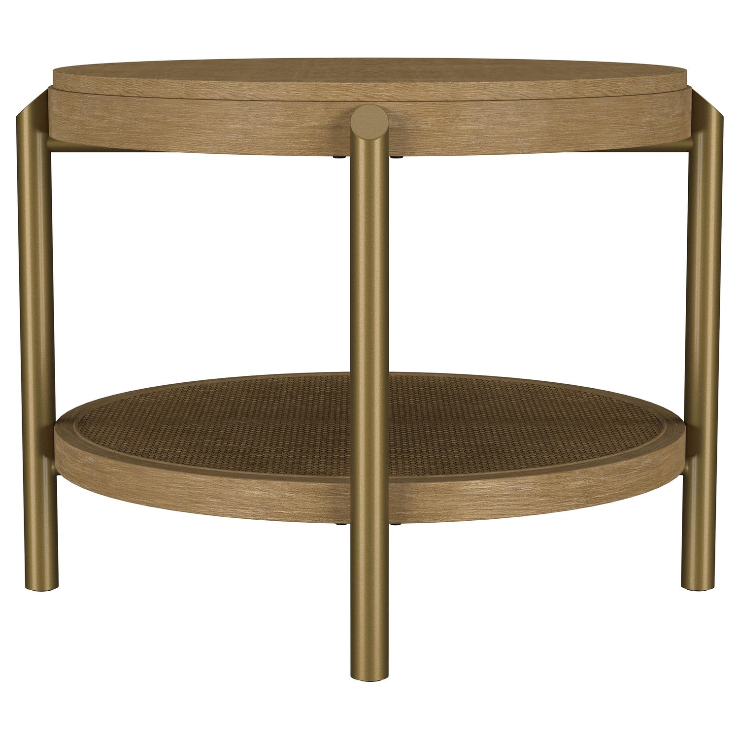 Arini Round End Side Table With Storage Shelf Sand Wash - 706187