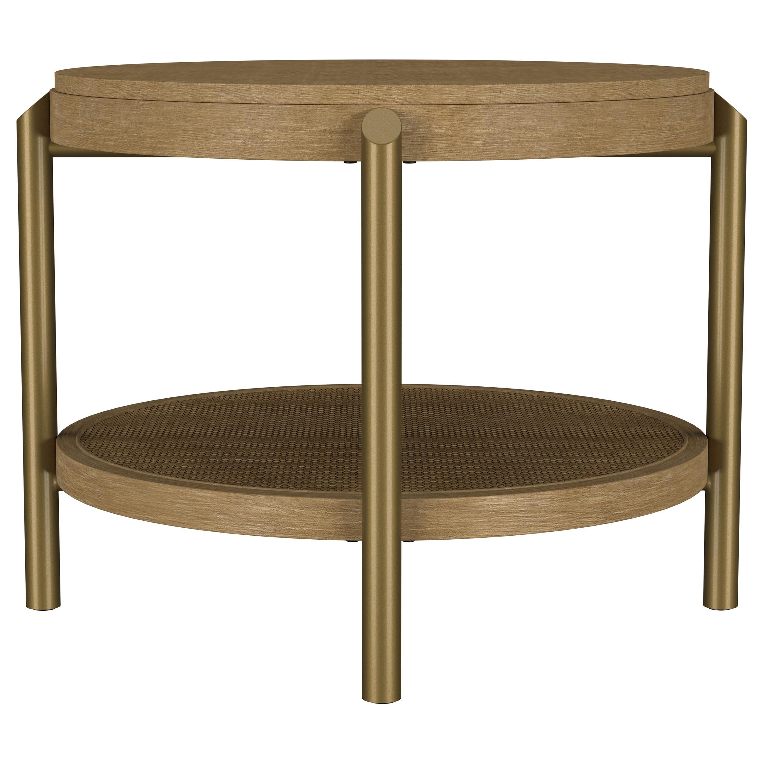 Arini Round End Side Table With Storage Shelf Sand Wash - 706187