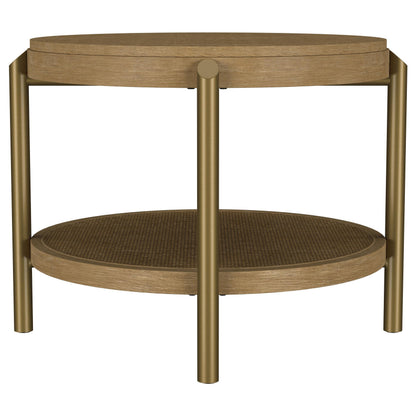 Arini Round End Side Table With Storage Shelf Sand Wash - 706187