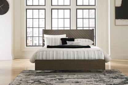 Arkenton Grayish Brown California King Panel Bed - B786B5
