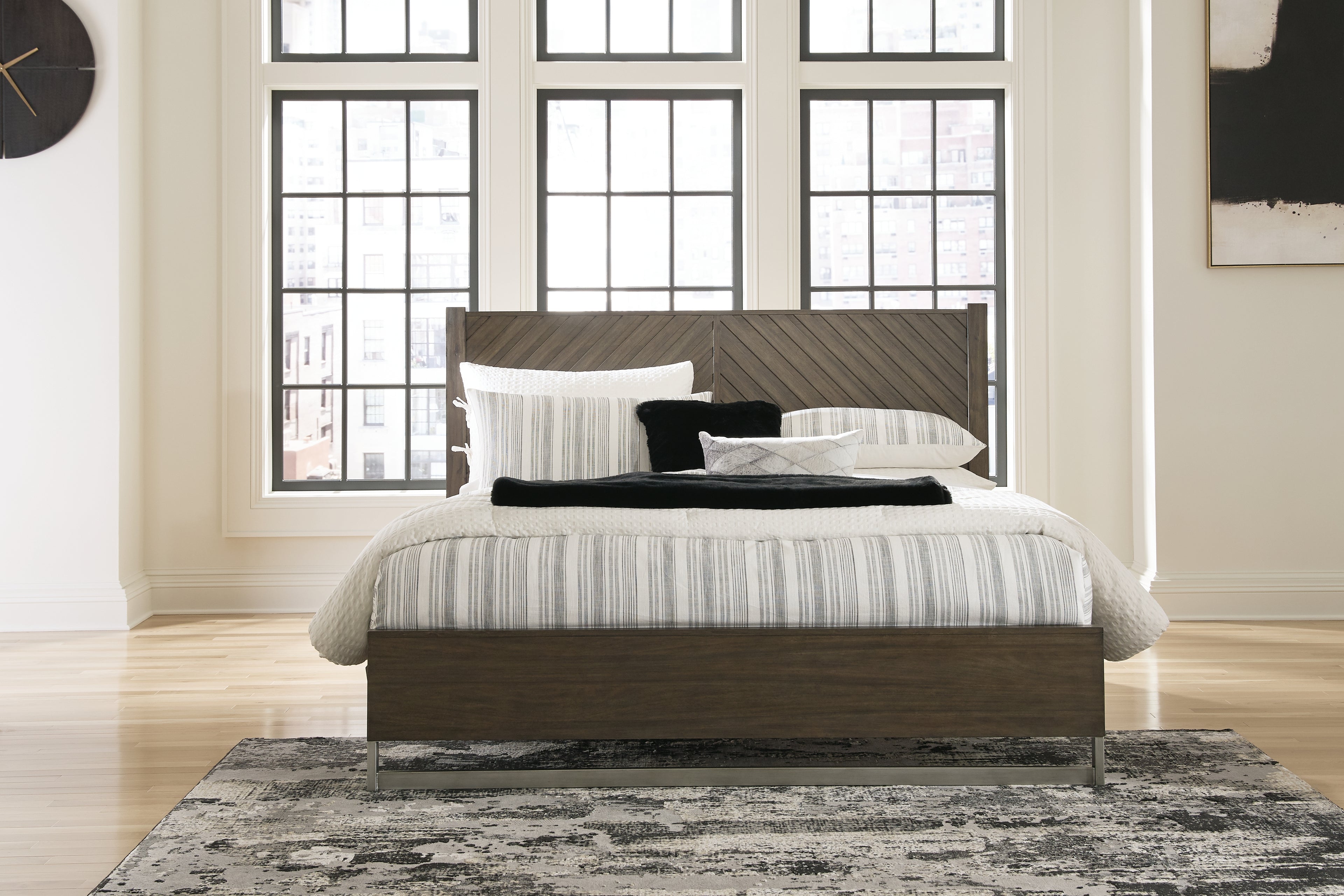 Arkenton Grayish Brown King Panel Bed - B786B4