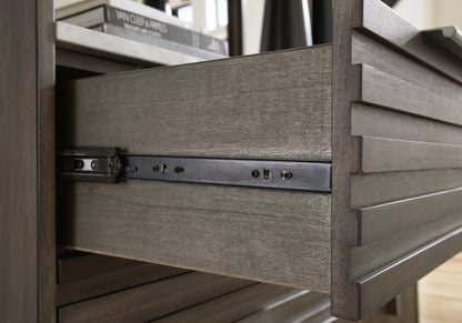 Arkenton King Panel Bed with Mirrored Dresser in Grayish Brown from Ashley - Luna Furniture