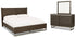Arkenton King Panel Bed with Mirrored Dresser in Grayish Brown from Ashley - Luna Furniture