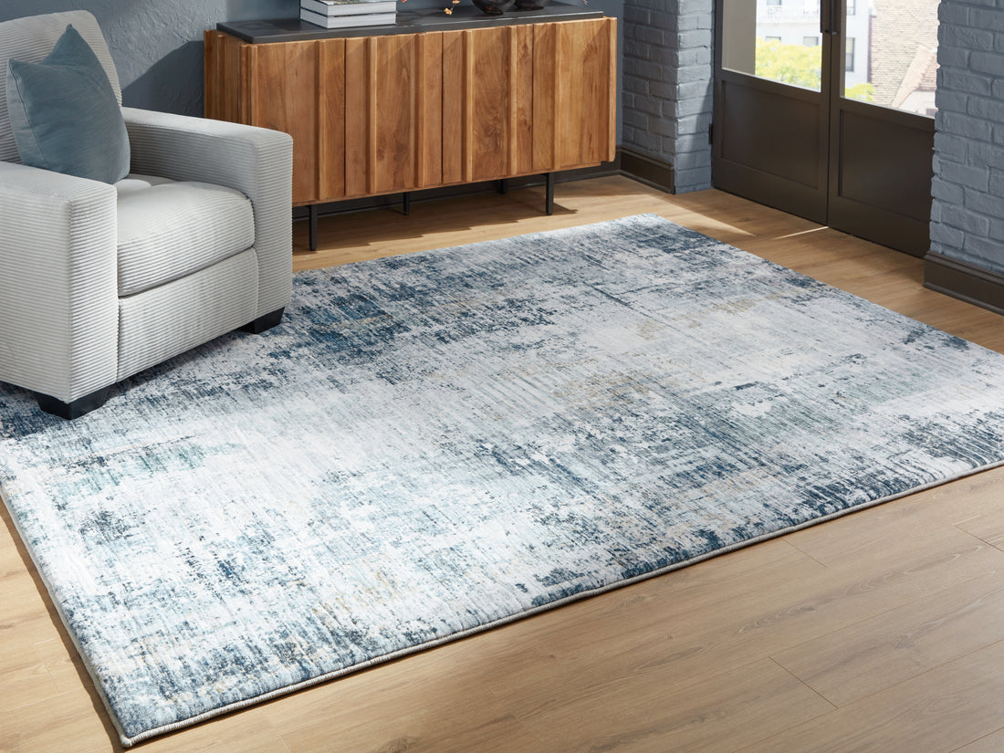 Arlenmont Blue/White/Brown Large Rug - R407481