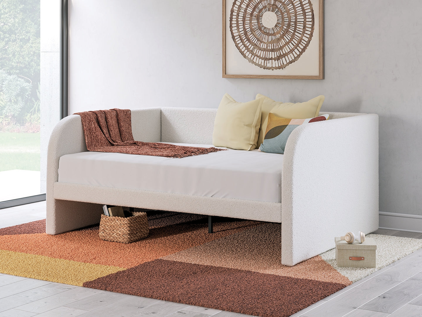 Arloster Full Upholstered Day Bed, Dresser and Mirror - PCB1566B15