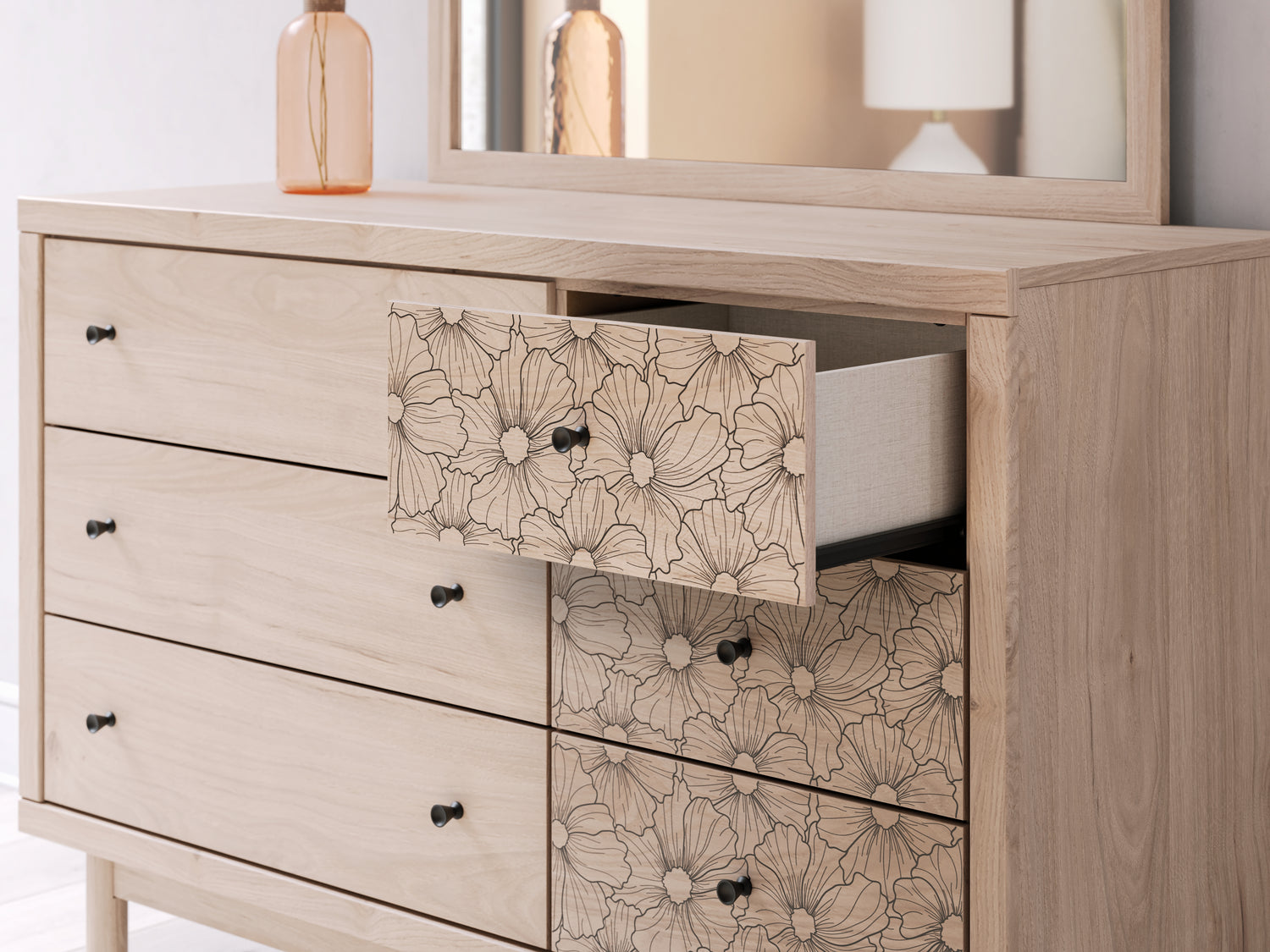 Arloster Tan Dresser and Mirror - PCB1566B1
