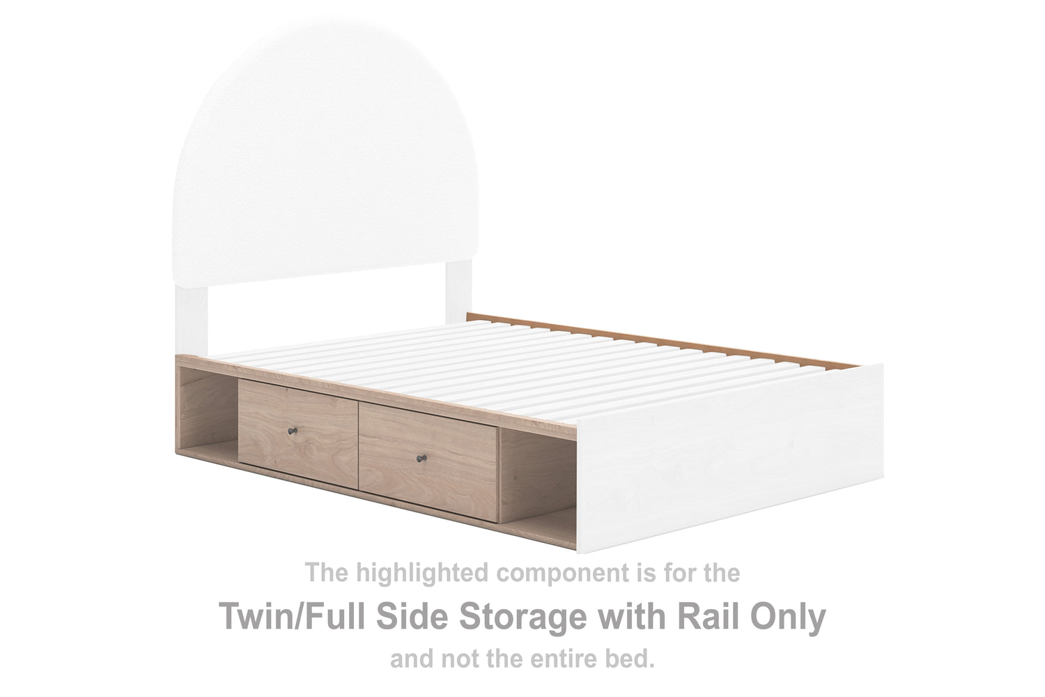 Arloster Tan Twin/Full Side Storage with Rail - PCB1566-150