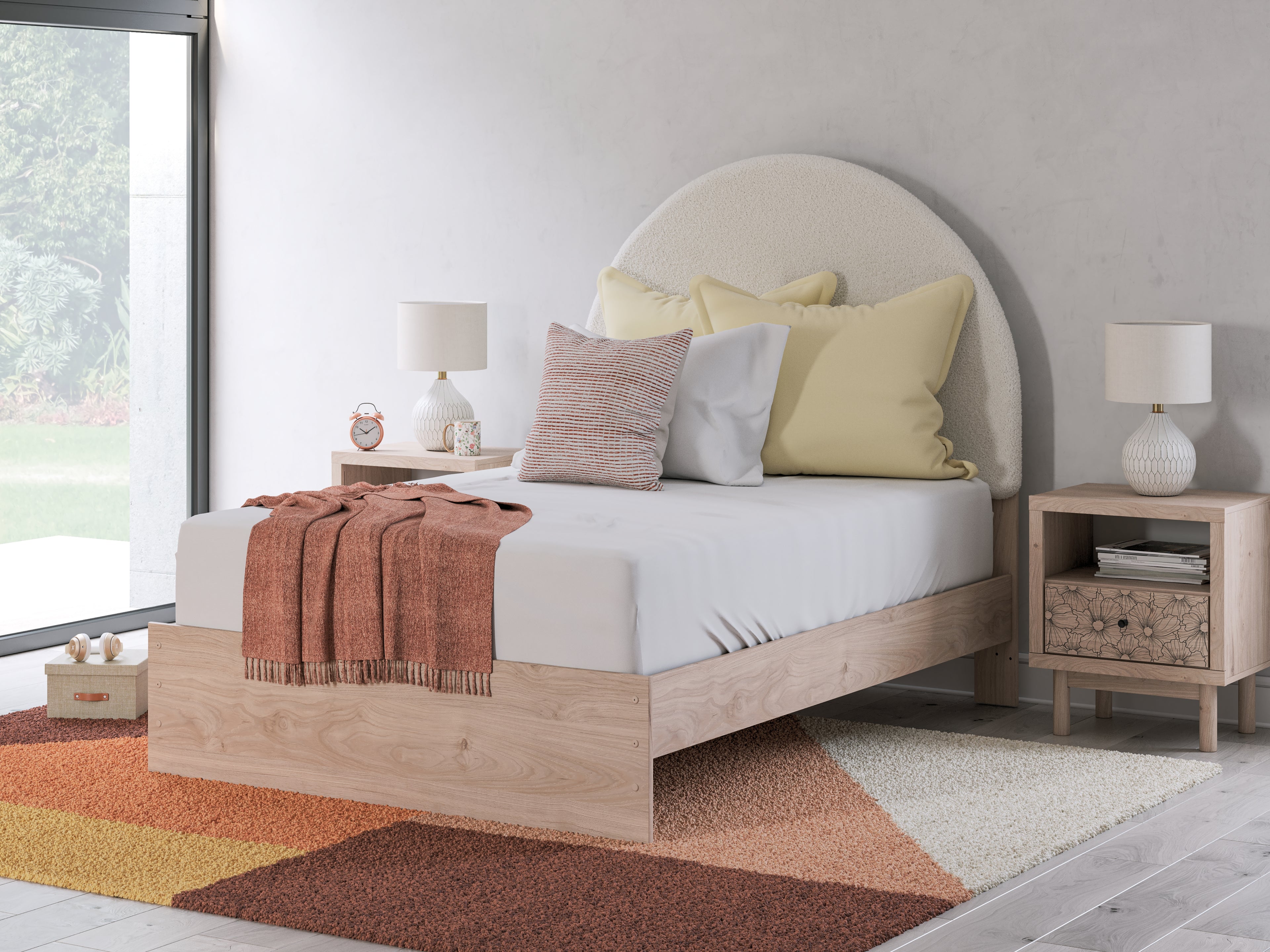 Arloster Tan/White Full Upholstered Panel Bed - PCB1566B3