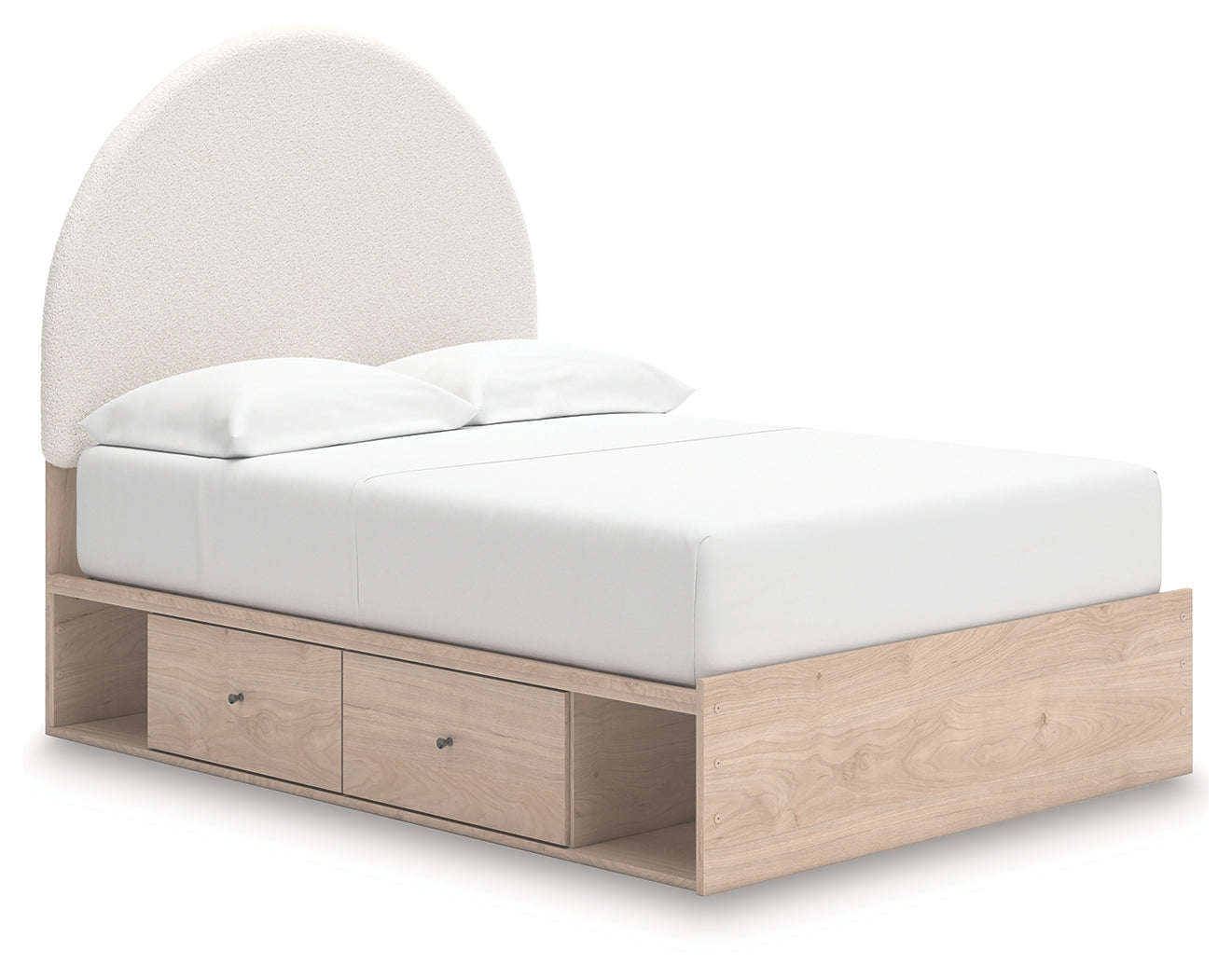 Arloster Tan/White Full Upholstered Panel Bed with Storage - PCB1566B5