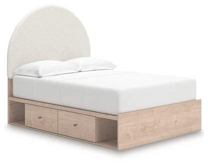 Arloster Tan/White Full Upholstered Panel Bed with Storage - PCB1566B5