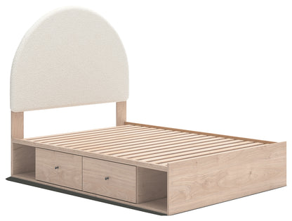 Arloster Tan/White Full Upholstered Panel Bed with Storage - PCB1566B5