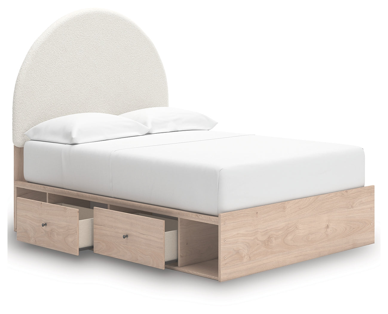 Arloster Tan/White Full Upholstered Panel Bed with Storage - PCB1566B5