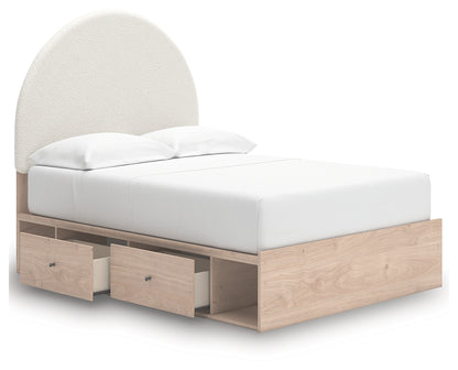 Arloster Tan/White Full Upholstered Panel Bed with Storage - PCB1566B5