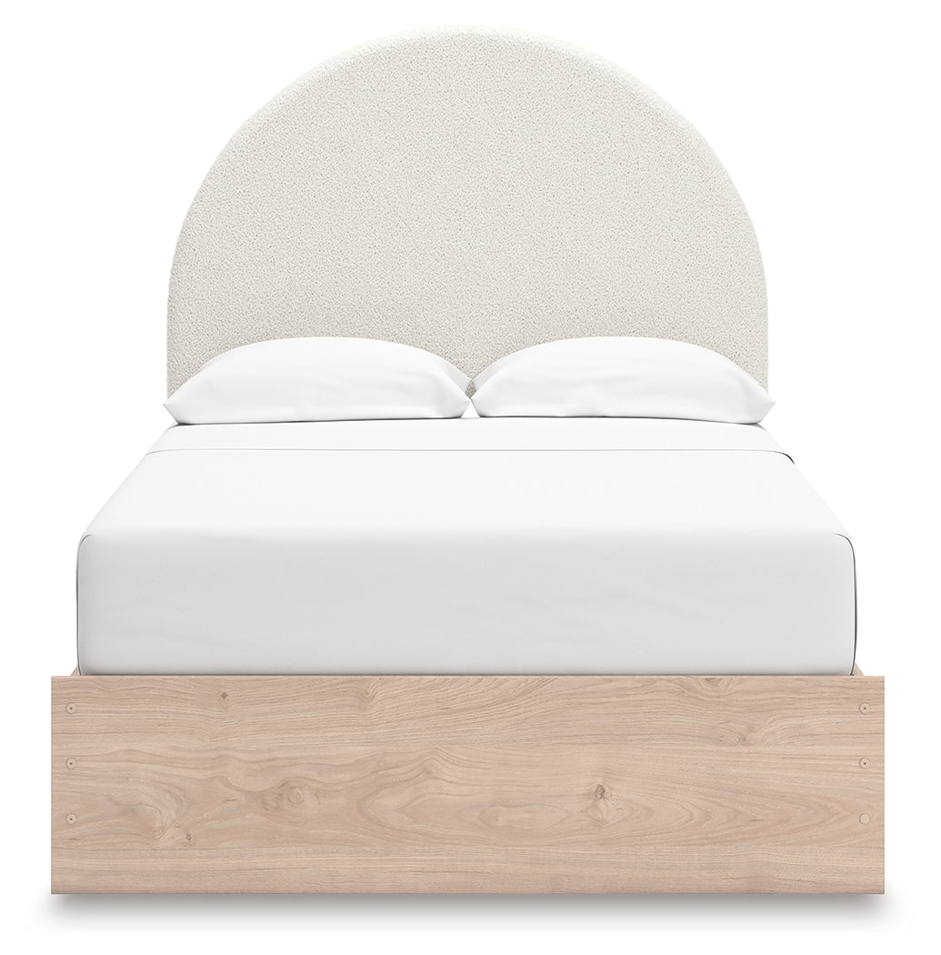 Arloster Tan/White Full Upholstered Panel Bed with Storage - PCB1566B5