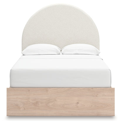 Arloster Tan/White Full Upholstered Panel Bed with Storage - PCB1566B5