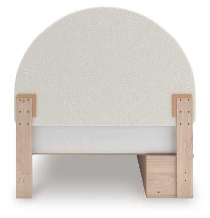 Arloster Tan/White Full Upholstered Panel Bed with Storage - PCB1566B5