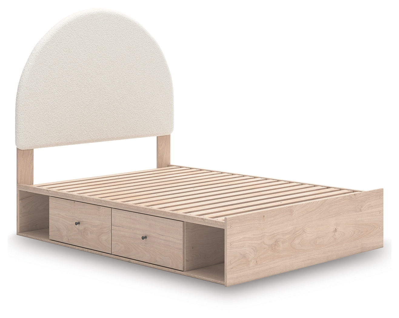 Arloster Tan/White Full Upholstered Panel Bed with Storage - PCB1566B7