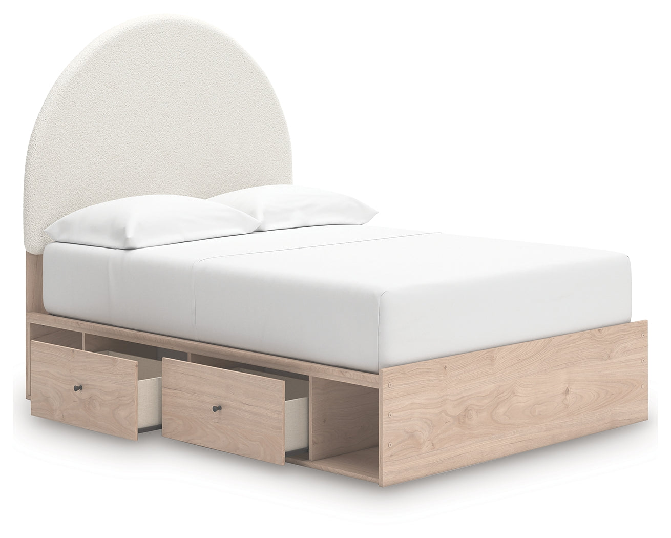 Arloster Tan/White Full Upholstered Panel Bed with Storage - PCB1566B7