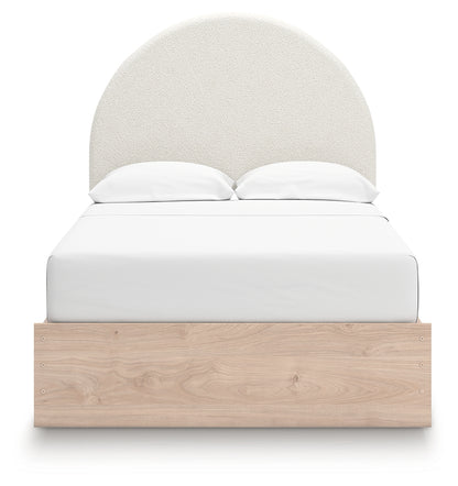 Arloster Tan/White Full Upholstered Panel Bed with Storage - PCB1566B7